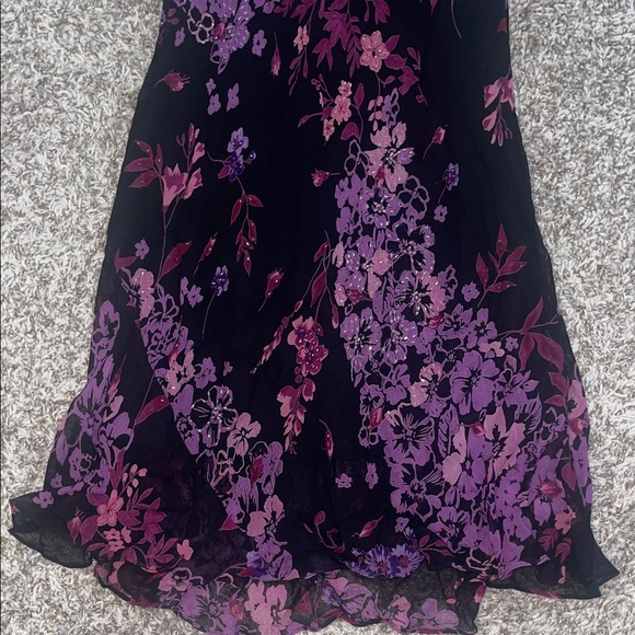 K. Linda Blue Floral Purple and Black Women's Dress - Picture 5 of 11